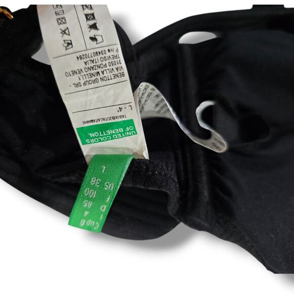 United Colors of Benetton Women’s Black V-Front Tie Back Bikini Top B Cup - Picture 8 of 11